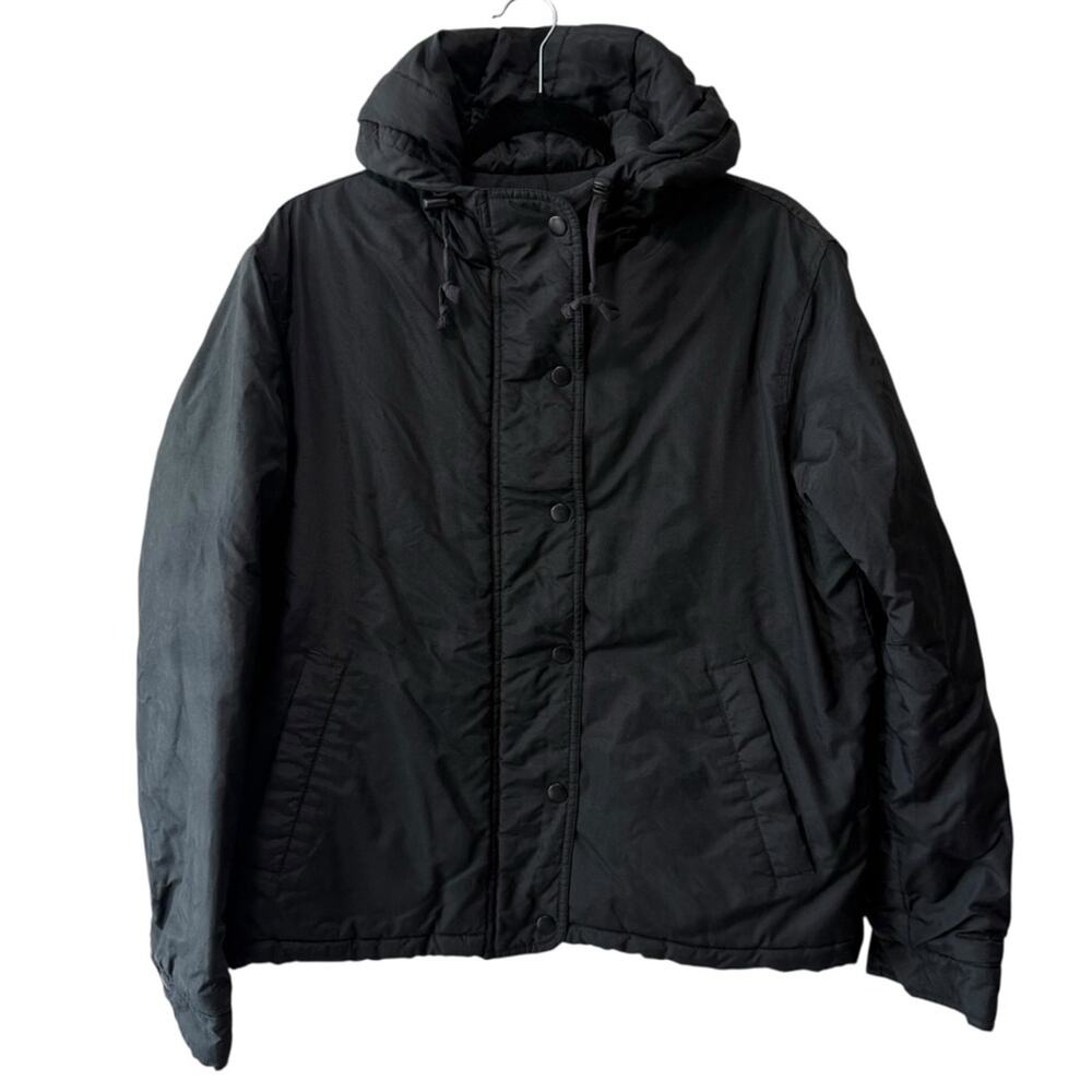 J. Crew Puffer Jacket with Hood and Insulation Black Size Small